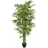 HOMCOM Plante Artificielle Bambou, 180 cm Plante Artificielle Réaliste avec Pot Décoratif pour Salon et Chambre, Vert