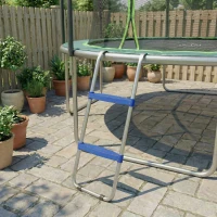 SPORTNOW Escada para Trampolim 2 Degraus Largos com Gancho Universal, Estrutura em Aço Galvanizado, Capacidade 150 kg, 97x32x7 cm, Azul(m-6)