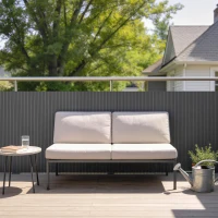 Outsunny 2Pcs Plastic Privacy Screening Fence, 1m x 5 m Waterproof Windbreak Fence, Dark Grey(m-9)