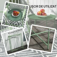 Outsunny Masă de grădină cu tavă detașabilă și picioare pliabile din oțel, Ø46x50 cm, verde(m-4)