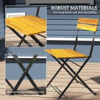Outsunny 3-delige zitgroep voor 2 personen met opvouwbare tafel en 2 stoelen, geschikt voor balkon of terras, teak(m-5)