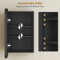 HOMCOM Szafka łazienkowa z lustrem, wisząca szafka z regulowaną półką, 40 x 10 x 60 cm, czarna(m-7)