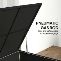 Outsunny 253L Garden Storage Box, Rattan Deck Box with Zipped Liner, Safe Pneumatic Rod, Patio Storage Container, Black(m-7)