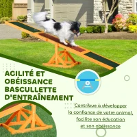 PawHut Agility sport pour chien bascule - bascule pour chien - équipement entrainement chien - bois pré-huilé feutre bitumé antidérapant brique vert(m-7)