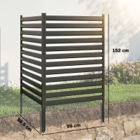Outsunny Tuinomheining 2 Panelen 91 x 152 cm Metalen Zichtbeschermingshek met Palen & Beschermdoppen Roestvrij Zwart(m-3)