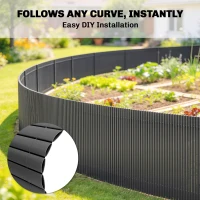 Outsunny 2Pcs Plastic Privacy Screening Fence, 1m x 3 m Waterproof Windbreak Fence, Dark Grey(m-6)
