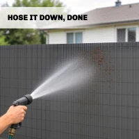 Outsunny 2Pcs Plastic Privacy Screening Fence, 1m x 3 m Waterproof Windbreak Fence, Dark Grey(m-7)