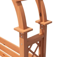 Banco-pérgola con maceteros y enrejado curvado, función triple: banco, macetero y soporte para trepadoras, 160x30,5x160 cm, Color natural(m-9)