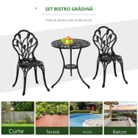 Outsunny Set de Gradina 3 Piese din Aluminiu, Set Exterior(m-4)