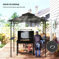 Outsunny Pavilion de grătar cu LED 240 x 150 x 258 cm rezistent la apă, ignifug, pavilion de grătar cu acoperiș dublu(m-7)