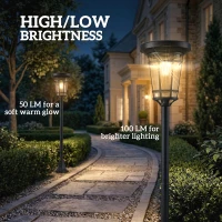 Outsunny Solar Lantaarn 2-delig Set Staande Lamp 180cm Verstelbaar met 2 Helderheidsmodi Lichtsensor Schakelaar, IP44(m-5)