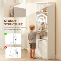 HOMCOM 6-Tier Tall Bookcase, Bookshelf with 4 Open Shelves and Double Door Storage Cabinet, Freestanding Display Rack for Living Room, Bedroom, Home Office, Study, 59 x 29 x 180cm, White(m-5)