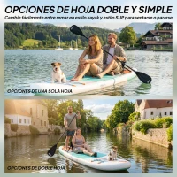 Outsunny Tabla Paddle Surf Hinchable SUP Extra Largo de 335 cm con Asiento Remo Convertible Aletas Bomba y Mochila Carga 180 kg(m-5)