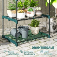 Outsunny 3-Etagen Pflanzenständer, 72 cm hoch Blumenständer für Innen Außen, Pflanzenregal aus Stahl Dunkelgrün(m-5)