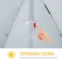 Outsunny Umbrelă de Plajă și Grădină 2x2m cu Cort, din Poliester și Metal, Verde și Alb(m-5)