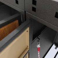 Mülltonnenbox mit Pflanztrog, für 4 Mülltonnen, Frontzugang mit Schloss und Griff, 264x80x124 cm, Grau+Naturfarbe(m-10)