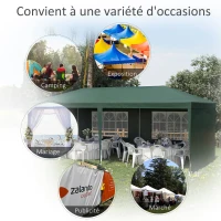 Outsunny Tonnelle de jardin, tente de réception avec Fenêtres et parois latérales amovibles, pour fêtes et mariages, 6 x 3 m Vert(m-7)
