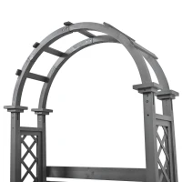 Banco-pérgola con maceteros y enrejado curvado, función triple: banco, macetero y soporte para trepadoras, 160x30,5x160 cm, Gris(m-9)