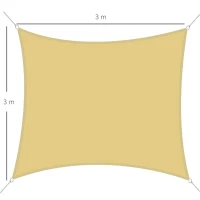 Outsunny Toldo Vela de Sombra Cuadrado 3x3 m Toldo de Terraza de Poliéster con Anillo de Acero Inoxidable y Cuerdas Arena(m-3)