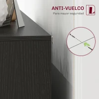 HOMCOM Aparador de 4 Puertas Aparador de Salón Estantes Ajustables Patas de Madera para Cocina Blanco y Negro 120x35x77,4 cm(m-7)