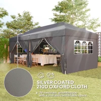 Outsunny Pawilon ok. 6x3m Stabilny Zimoodporny Pop-up Składany Pawilon z Oknami, Drzwiami na Zamek, Ściankami, Ochroną UV(m-5)