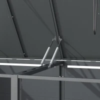 Mülltonnenbox mit hydraulisch gestütztem Klappdeckel, 4 separate Fächer, für Außenbereich, 264x80x118.5 cm, Grau+Naturfarbe(m-11)