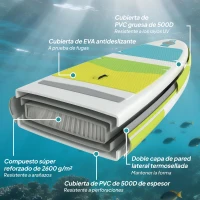 Outsunny Tabla de Paddle Surf Hinchable 320 cm, con Superficie Antideslizante Remo de Aluminio Ajustable Quilla Bomba y Mochila(m-4)