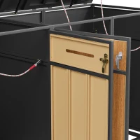 Mülltonnenbox mit Klappdeckeln und frontöffnenden Türen, für 4×120–240 l , 264x84.5x118 cm, Grau+Naturfarbe(m-10)