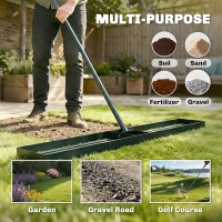 Outsunny Lawn Levelling Rake, 113 x 26 cm Lawn Leveller Lute with 169 cm Handle for Grass Soil Sand Yard Golf Course(m-5)