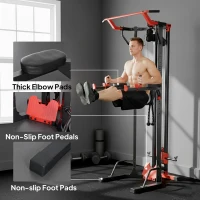 SPORTNOW Power Tower with Lat Pull Down Machine, Pull Up Bar, Dip Station, Adjustable Height Power Pack for Home Gym(m-8)