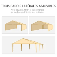Outsunny Tonnelle de jardin, tente de réception avec Fenêtres et parois latérales amovibles, pour fêtes et mariages, 6 x 3 m Vert(m-6)