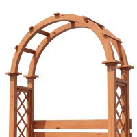 Banco-pérgola con maceteros y enrejado curvado, función triple: banco, macetero y soporte para trepadoras, 160x30,5x160 cm, Color natural(m-8)