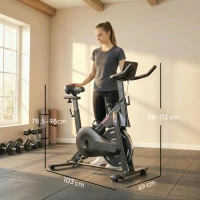 SPORTNOW Bicicleta Estática en Casa con Resistencia Magnética Regulable Pantalla LCD Asiento y Manillar Ajustables Ruedas Negro(m-3)