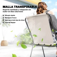 Outsunny Conjunto de Mesa y Sillas Jardín de 8 Piezas con Sombrilla 6 Sillas Plegables Mesa de Vidrio Templado Crema(m-5)