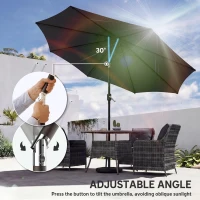 Outsunny 2.7 m Garden Parasol Umbrella with Cross Base and Sandbag, Retractable Ribs, Outdoor Table Market Umbrella, Black(m-8)