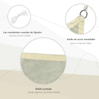 Outsunny Toldo Vela Rectangular 4x3 m Vela de Sombra para Jardín Patio Terraza HDPE Anti UV y Transpirable Color Crema(m-5)
