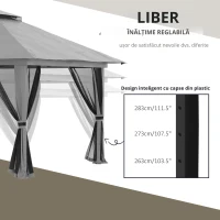 Outsunny Cort foisor pliabil cu inaltime ajustabila, 4 Saci de greutati pentru Petreceri in aer liber pe terasa si in gradina(m-6)