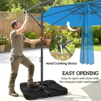 Outsunny 3m Overhanging Parasol, with Base, Weights and Cover - Blue(m-4)