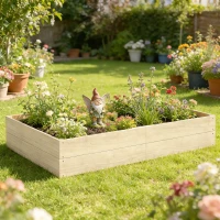 Outsunny Wooden Raised Bed for Garden, 620L Extra Large Raised Garden Bed with Open Bottom, Outdoor Elevated Planter Box(m-8)