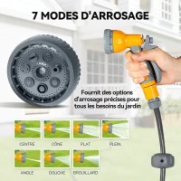 Outsunny Enrouleur Tuyau Arrosage Mural 30 m x Ø 15 mm Dévidoir Automatique de Tuyaux d'Eau Rétractable Automatique orange(m-7)
