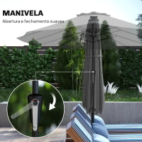 Outsunny Chapéu de Sol Duplo com 36 Luzes LED Solares 4x2 m Manivela UPF50+ Chapéu de Sol para Jardim Cinza Escuro(m-8)