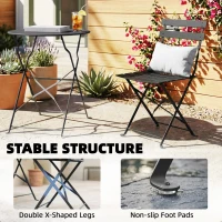 Outsunny Set Bistró Exterior, Mobiliario de Jardín Plegable con Mesa y 2 Sillas, Negro.(m-4)