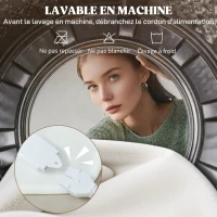 HOMCOM Couverture chauffante, plaid chauffant avec double commande, 5 niveaux de chauffage, minuterie 10H, 160x140cm, blanc(m-6)