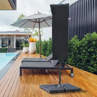 Outsunny Housse de protection imperméable pour parasol droit avec fermeture éclair et cordon de serrage polyester oxford noir(m-10)