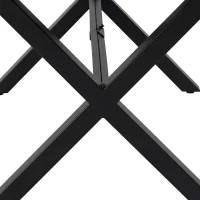 Modernes 6-teiliges Garten- und Terrassen-Esstisch-Set, kreuzförmigem Eisengestell, Schwarz+Naturfarbe(m-13)