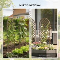 Outsunny Set de 3 spalieri de grădină din nuiele împletite Panou Arc pentru Plante cățărătoare 43 x 2 x 112 cm, efect lemn natural(m-4)