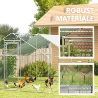 PawHut Coteț pentru găini, țarc exterior pentru găini, cu prelată rezistentă la UV, plasă din oțel, distribuitor de hrană, pentru 12-18 găini(m-5)
