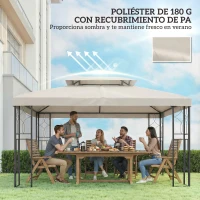 Outsunny Toldo de Recambio 4x3 m con Techo Doble Orificios de Drenaje y Protección UV Solo Toldo NO Incluye Marco Crema(m-6)
