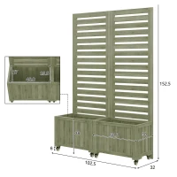 Pflanzkübel mit Spalier, 2 große Pflanzkästen und 2 Gartenspaliere als Kletterhilfe, 102,5 x 32 x 152,5 cm, Grün(m-3)