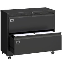 HOMCOM Cajonera con 2 cajones cerrable archivador con rieles colgantes ajustables 90 x 40 x 77,4 cm Negro